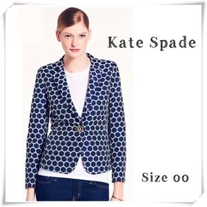 KATE Spade Jacquard Millie Polka Dots Blazer Jacket in Blue White NJMU3068